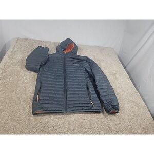 Eddie Bauer EB700 Puffer Down Jacket Mens Small Black Hooded Full Zip Outdoor